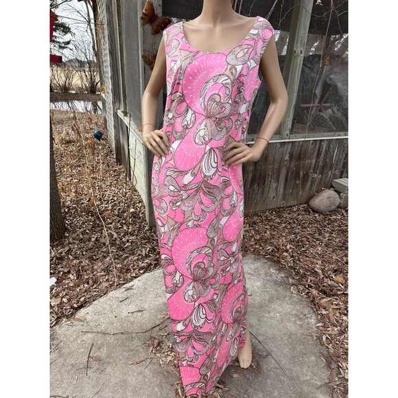 1960s Pink Floral Maxi Dress Evening Gown Creation A La Mode de Paris by Hero Mo - Picture 1 of 9